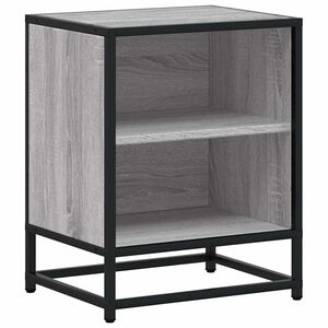 vidaXL Mesita noche madera de ingenier&iacute;a gris sonoma 40x31x50 cm metal