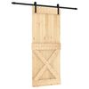 vidaXL Puerta Corredera Natural y negro 85 x 210 cm