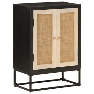 vidaXL Aparador de hierro y madera maciza de mango negro 55x30x76 cm
