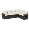 vidaXL Set de sof&aacute;s de jard&iacute;n 6 piezas y cojines rat&aacute;n sint&eacute;tico negro