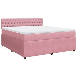 vidaXL Cama box spring con colch&oacute;n terciopelo rosa 180x200 cm