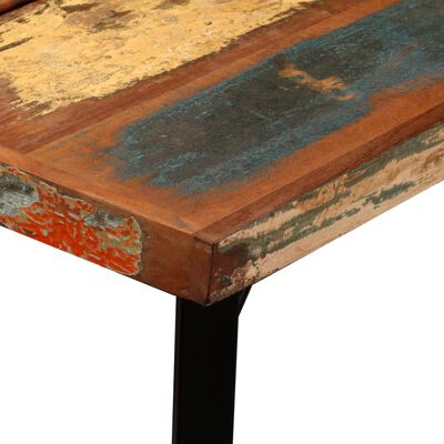 vidaXL Set muebles de bar 7 pzas madera maciza reciclada cuero genuino