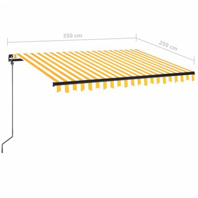vidaXL Toldo manual retráctil con LED amarillo y blanco 350x250 cm
