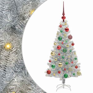 vidaXL &Aacute;rbol de Navidad con 150 LED con soporte Plateado 120 cm PET