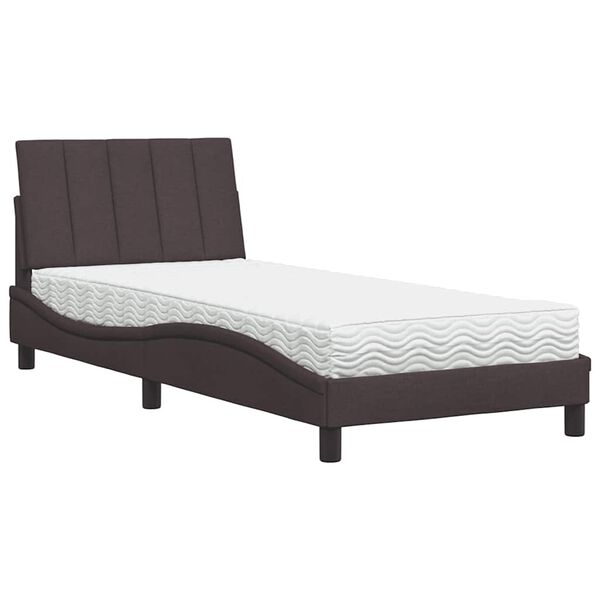 vidaXL Cama con colch&oacute;n Hanko tela marr&oacute;n oscuro 90x200 cm