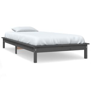 vidaXL Estructura de cama madera maciza de pino gris 100x200 cm