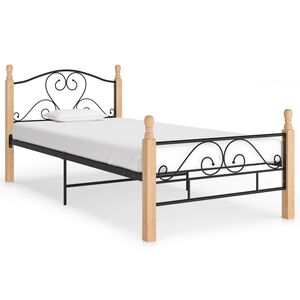 vidaXL Estructura de cama sin colchón metal negro 90x200 cm