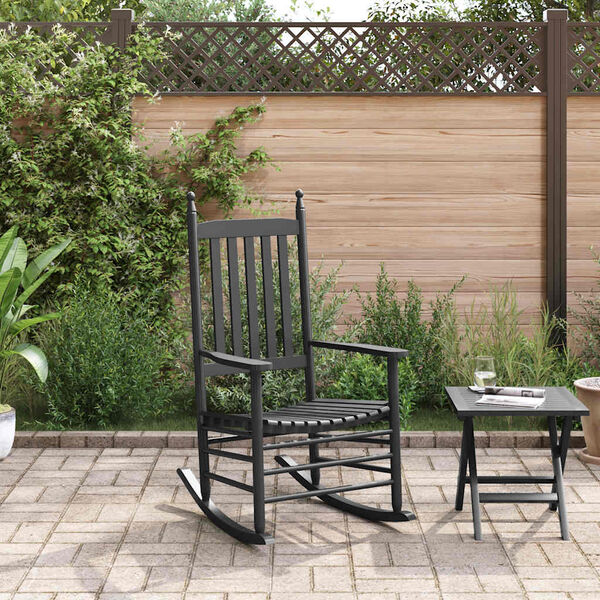 vidaXL Mecedora con asiento curvo madera maciza de &aacute;lamo negro