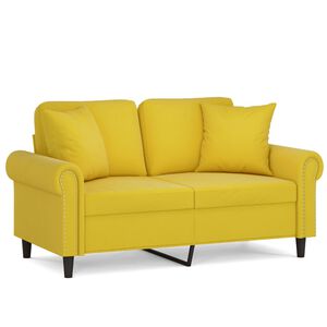 vidaXL Sof&aacute; de 2 plazas con cojines terciopelo amarillo 120 cm