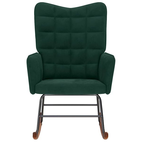 vidaXL Silla mecedora de terciopelo verde oscuro