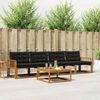 vidaXL Conjunto de sof&aacute;s de exterior con coj&iacute;n 5 pcs Natural y negro