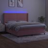 vidaXL Cama box spring colch&oacute;n y LED terciopelo rosa 180x200 cm