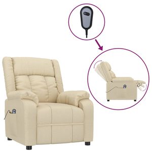 vidaXL Sill&oacute;n reclinable el&eacute;ctrico de tela crema