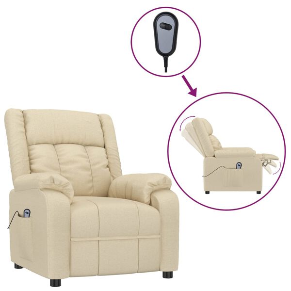 vidaXL Sill&oacute;n reclinable el&eacute;ctrico de tela crema