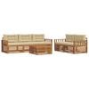 vidaXL Conjunto de sof&aacute;s de exterior con coj&iacute;n 6 pcs Natural y Beige