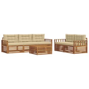 vidaXL Conjunto de sof&aacute;s de exterior con coj&iacute;n 6 pcs Natural y Beige
