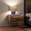 vidaXL Mesita de noche de pared con caj&oacute;n Madera vieja 50 x 36 x 30 cm
