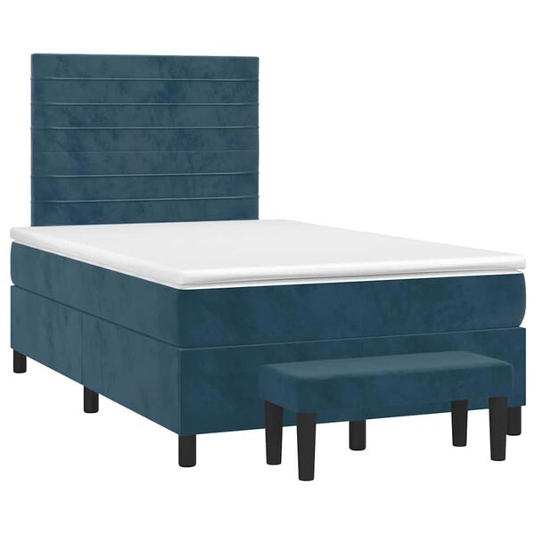 vidaXL Cama box spring con colch&oacute;n terciopelo azul oscuro 120x200 cm