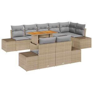vidaXL Conjunto de Comedor de Jard&iacute;n con coj&iacute;n 9 pcs Beige y gris