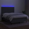 vidaXL Cama box spring colch&oacute;n y luces LED tela gris oscuro 140x200 cm