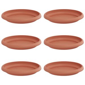 vidaXL Bandeja Redonda para Flores 6 pcs Rojo Ladrillo &Oslash; 14 x 2 cm