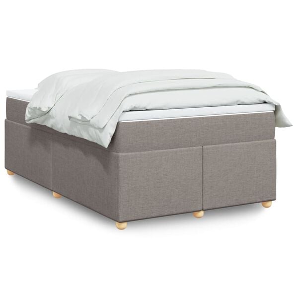 vidaXL Cama box spring con colch&oacute;n tela gris taupe 120x190 cm