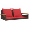 vidaXL Banco columpio con cojines rat&aacute;n sint&eacute;tico marr&oacute;n 109x62x40 cm