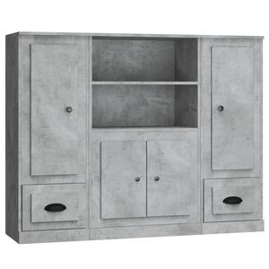 vidaXL Aparador alto 3 piezas madera contrachapada gris hormig&oacute;n