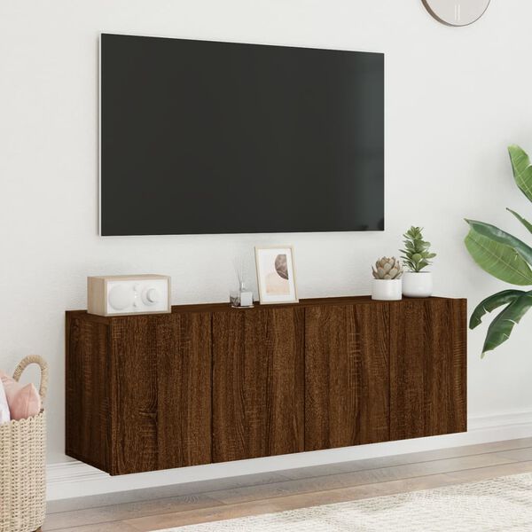 vidaXL Muebles para TV de pared 2 unidades roble marr&oacute;n 60x30x41 cm