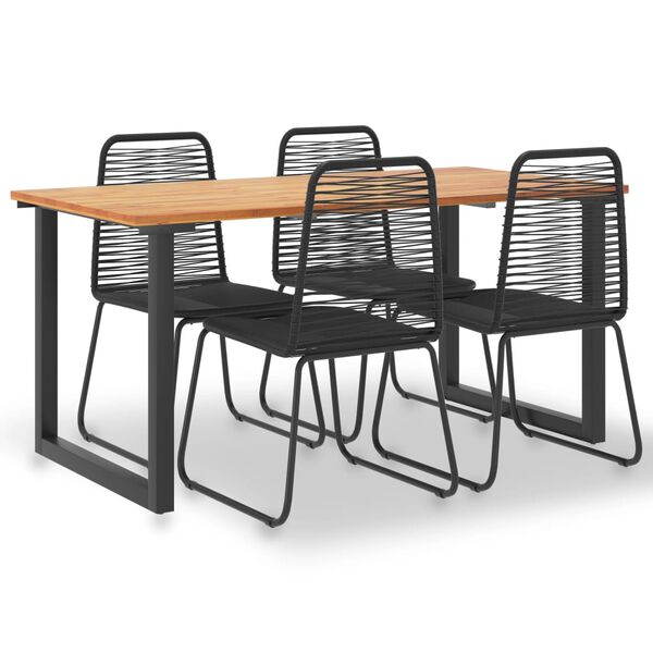 vidaXL Set comedor jard&iacute;n 5 pzas madera maciza acacia rat&aacute;n sint&eacute;tico