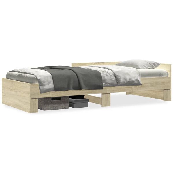 vidaXL Estructura de cama sin colch&oacute;n madera roble Sonoma 75x190 cm