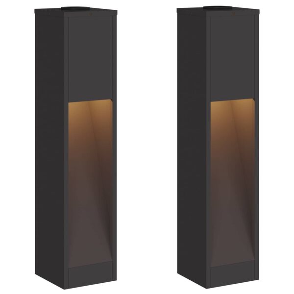 vidaXL Luz de Sendero LED Solar 2 pcs Negro Acero laminado en fr&iacute;o
