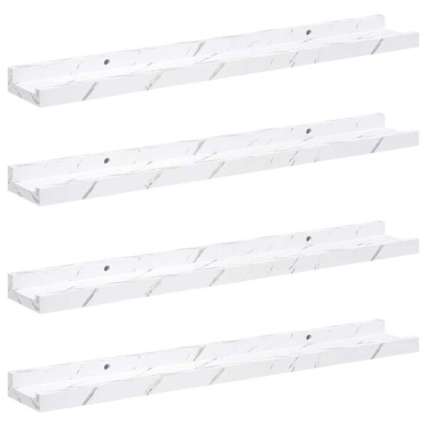 vidaXL Estante de pared con estante 4 pcs M&aacute;rmol 60 x 9 x 3 cm