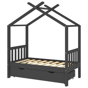 vidaXL Estructura de cama infantil y caj&oacute;n madera pino gris 70x140cm
