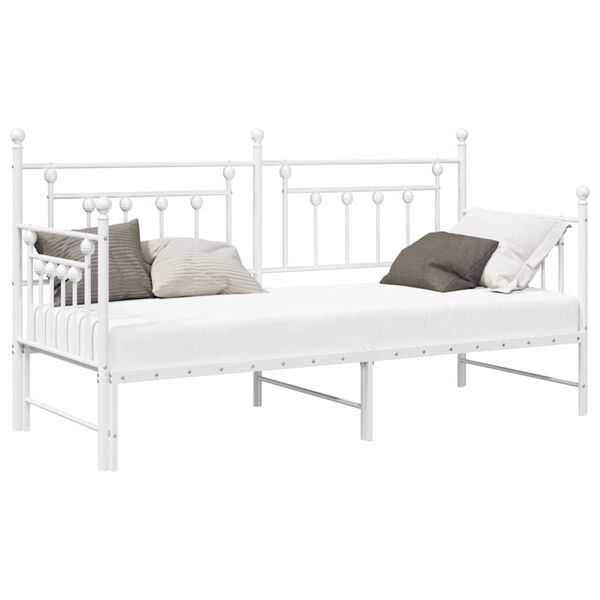 vidaXL Estructura de cama de día con cabecera Blanco 80 x 200 cm Acero