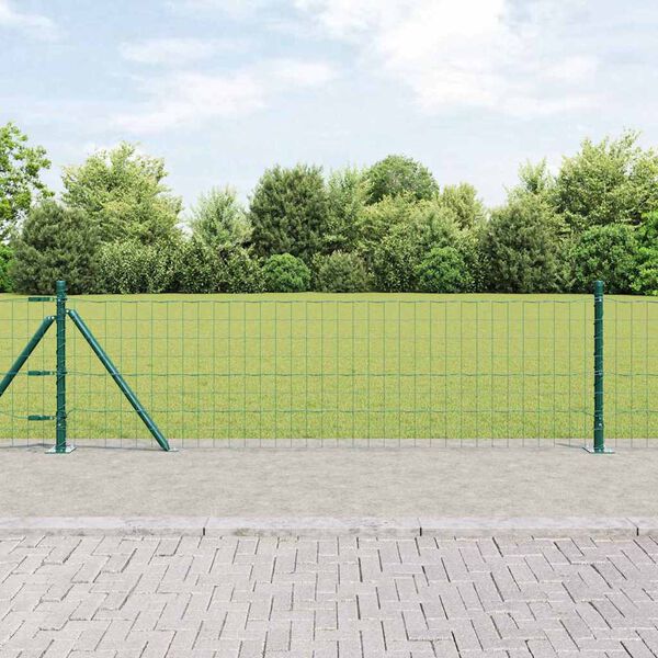 vidaXL Valla con Poste Verde 0,6 x 25 m Acero y PVC
