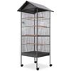 vidaXL Jaula para p&aacute;jaros con techo de acero negro 66x66x155 cm