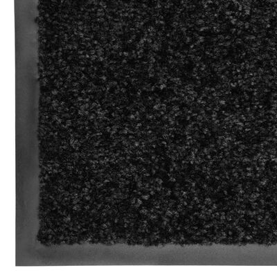 vidaXL Felpudo lavable negro 60x180 cm