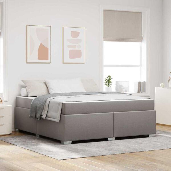 vidaXL Estructura de cama con colch&oacute;n Taup&eacute; 180 x 200 cm tela