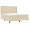vidaXL Cama Box Spring LED con colch&oacute;n Crema 180 x 200 cm tela