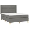 vidaXL Cama box spring colch&oacute;n y luces LED tela gris oscuro 140x200 cm