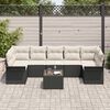 vidaXL Conjunto de sof&aacute; de jard&iacute;n 8 pcs Negro y crema rat&aacute;n sint&eacute;tico