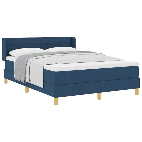 vidaXL Cama tipo Box Spring con colch&oacute;n Azul 200 x 160 cm Poli&eacute;ster