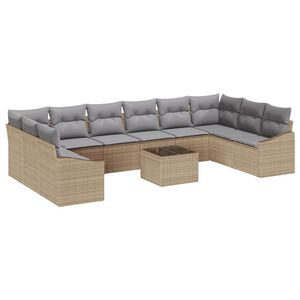 vidaXL Conjunto de sof&aacute;s de jard&iacute;n Beige y Gris Claro rat&aacute;n sint&eacute;tico