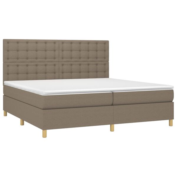 vidaXL Cama box spring con colch&oacute;n tela gris taupe 200x200 cm