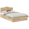 vidaXL Cama con almacenamiento con cabecera Roble Sonoma 135 x 190 cm