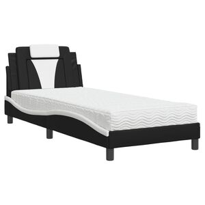 vidaXL Cama Viana con colch&oacute;n cuero sint&eacute;tico negro y blanco 80x200 cm