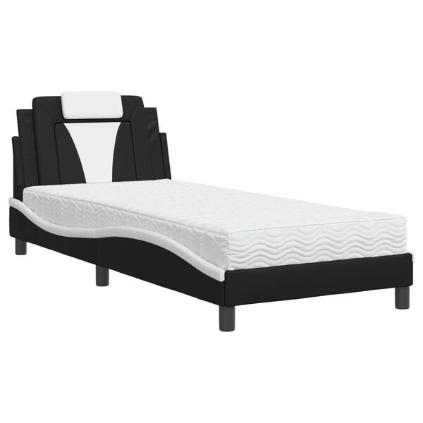 vidaXL Cama Viana con colch&oacute;n cuero sint&eacute;tico negro y blanco 80x200 cm