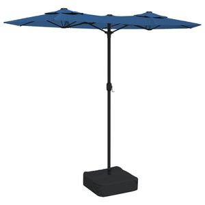 vidaXL Sombrilla doble de jard&iacute;n con luces LED azul 316x145 cm