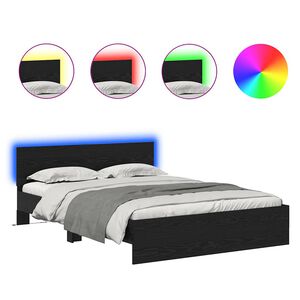 vidaXL Estructura de cama con cabecera Roble Negro 120 x 200 cm